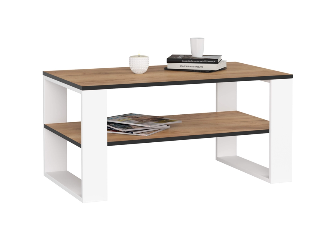 Mesa de centro ALEX 92 cm – roble Craft, patas blancas