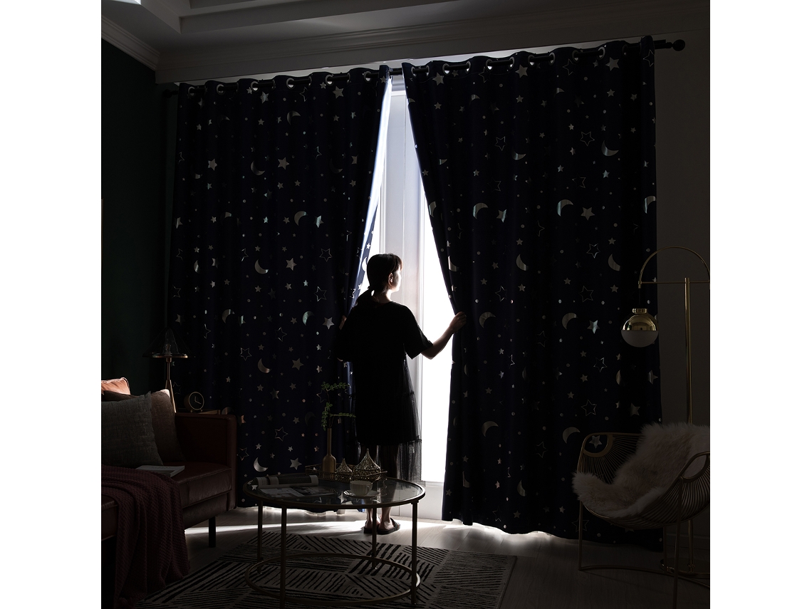 Juego de cortinas de 2 piezas, opacas, con aislamiento térmico