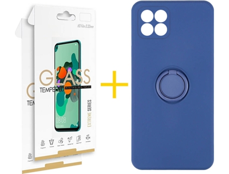 Carcasa + 2 Protectores de Pantalla para Huawei P40 Lite SKYHE Azul Oscuro