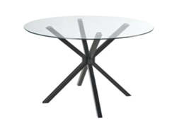 Mesa de comedor Beliani Meston en vidrio de seguridad negro, 120 x 120 x 75 cm (templado)
