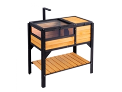 Casa de Tortuga de Madera 85 x 50 x 82,5 cm con Zona de Descanso y Rejilla - Tekmaquinas