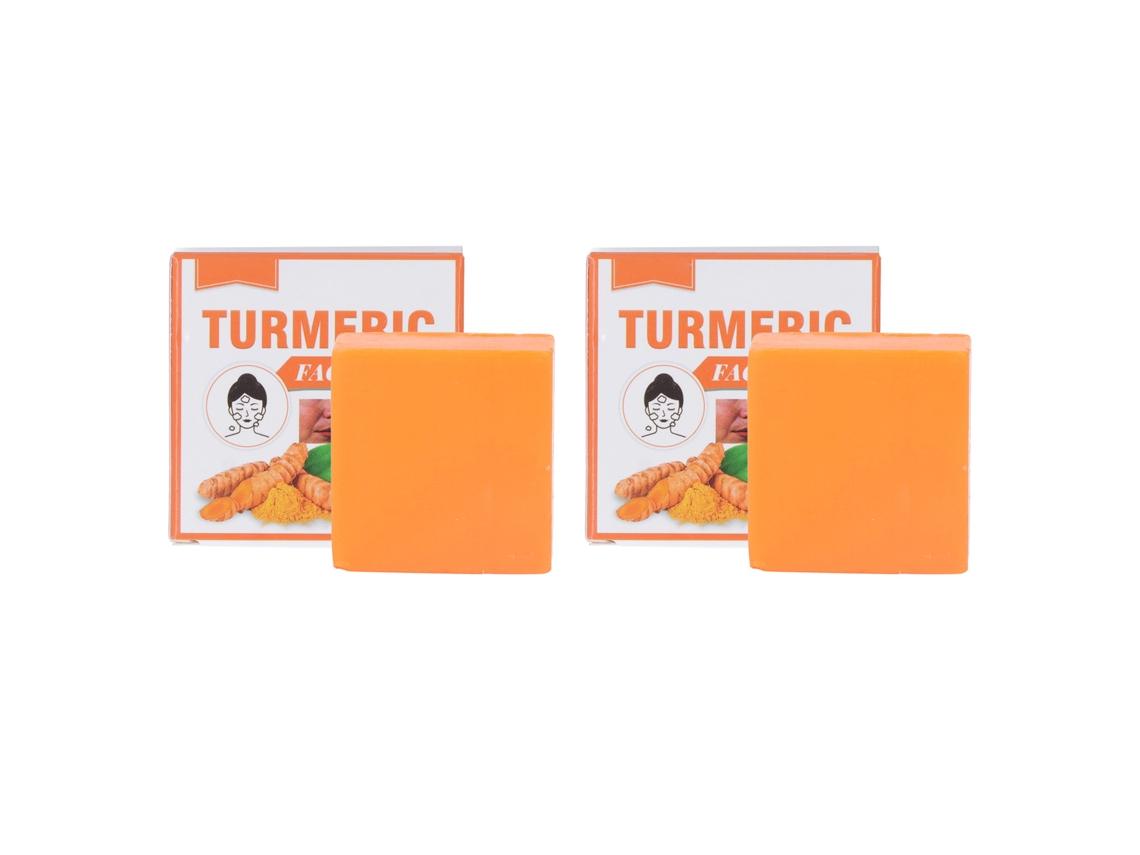 Jabón facial de cúrcuma (paquete de 2, 100 g), exfoliante facial, antiacné para todo tipo de piel.
