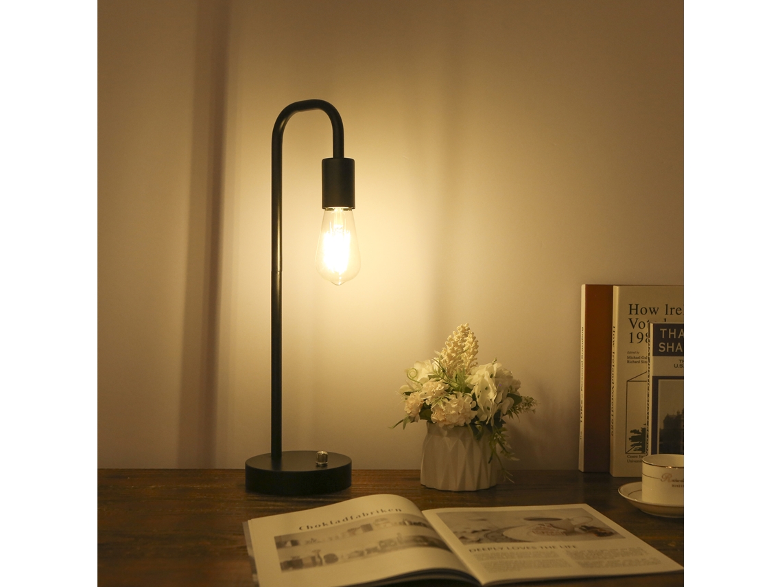 Lámpara De Mesa Industrial Vintage Con 2 Puertos Usb, Atenuación Continua Y Luz Led Cálida Incluida.