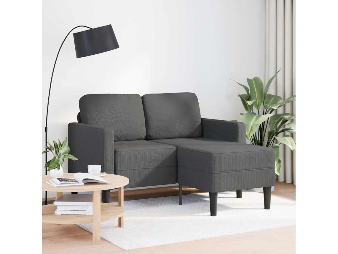 Sofá De 2 Plazas Con Chaise Longue En Forma L Gris Oscuro 125cm