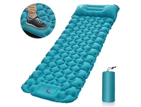 Colchoneta inflable para dormir para acampar, colchoneta autoinflable compacta ultraligera con bomba de pie integrada, colchón de aire portátil BIS...