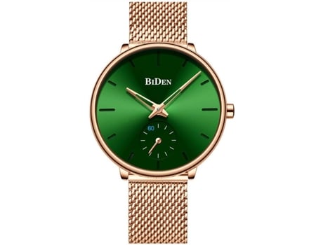VEANXIN Relojes de pulsera de malla de acero inoxidable ultrafinos para mujer-Verde dorado