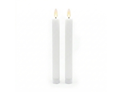 Velas Led Relaxdays, Conjunto De 2, A X D: 25 X 2 Cm, Chama Tremeluzente, Cera Real, Ranhuras, Sem Chama, Brancas
