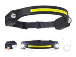 YEMAESRE Lt-Td008 1 paquete de linterna frontal LED recargable por USB 6 modos Sensor de movimiento Ipx4 impermeable negro
