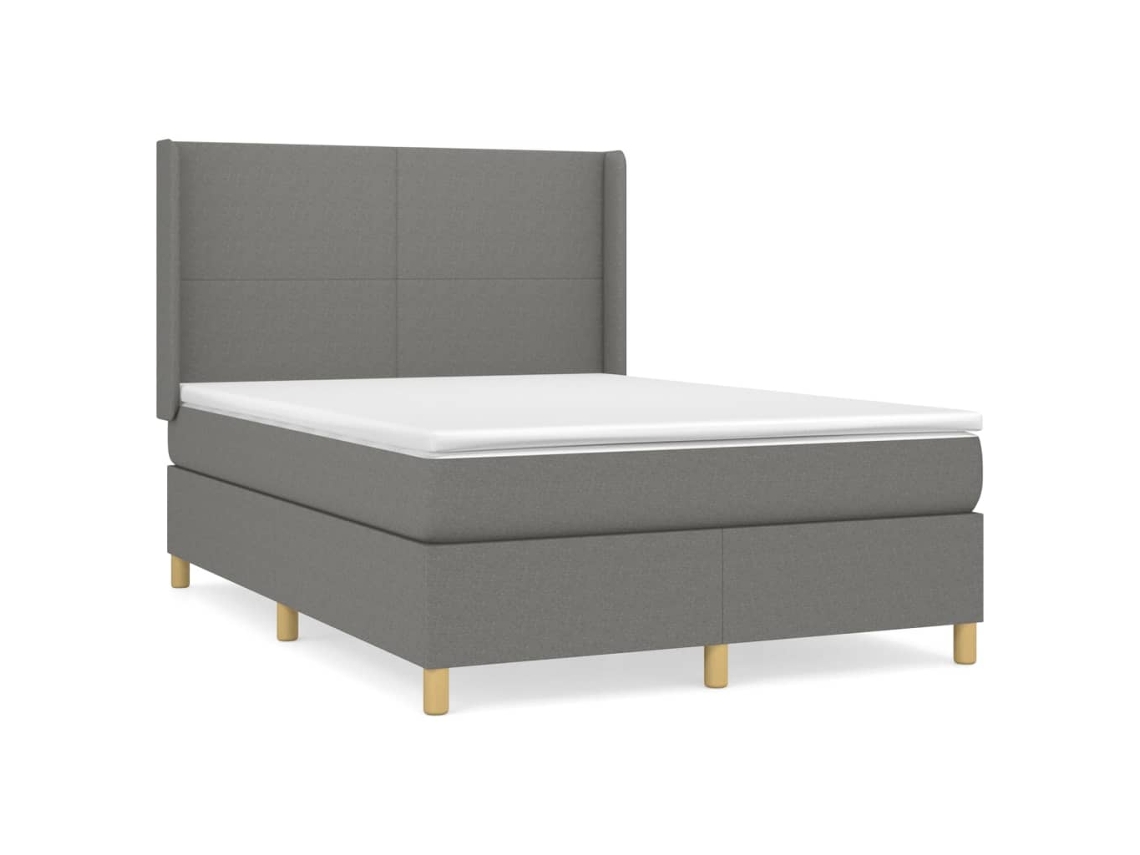 Maison Exclusive - Cama Box Spring Con Colchón Tela Gris Oscuro 140x200 Cm