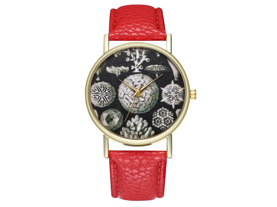 Reloj De Pulsera Unisex Retro De Cuarzo Analógico Informal De Color Rojo