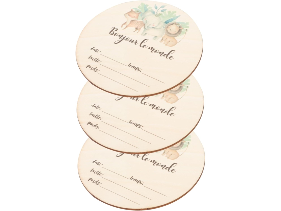 Redondas De Madera De 3 Piezas Para Anunciar Nacimientos, Decoración De Guardería, Diseño De Animales Adorables,