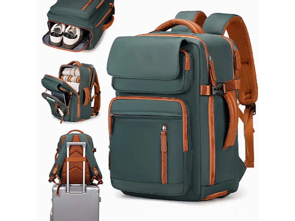 Mochila para mujer con bolsa para zapatos y compartimento para portátil de 15,6", múltiples bolsillos para viajes, verde oscuro, Hexinyigjly
