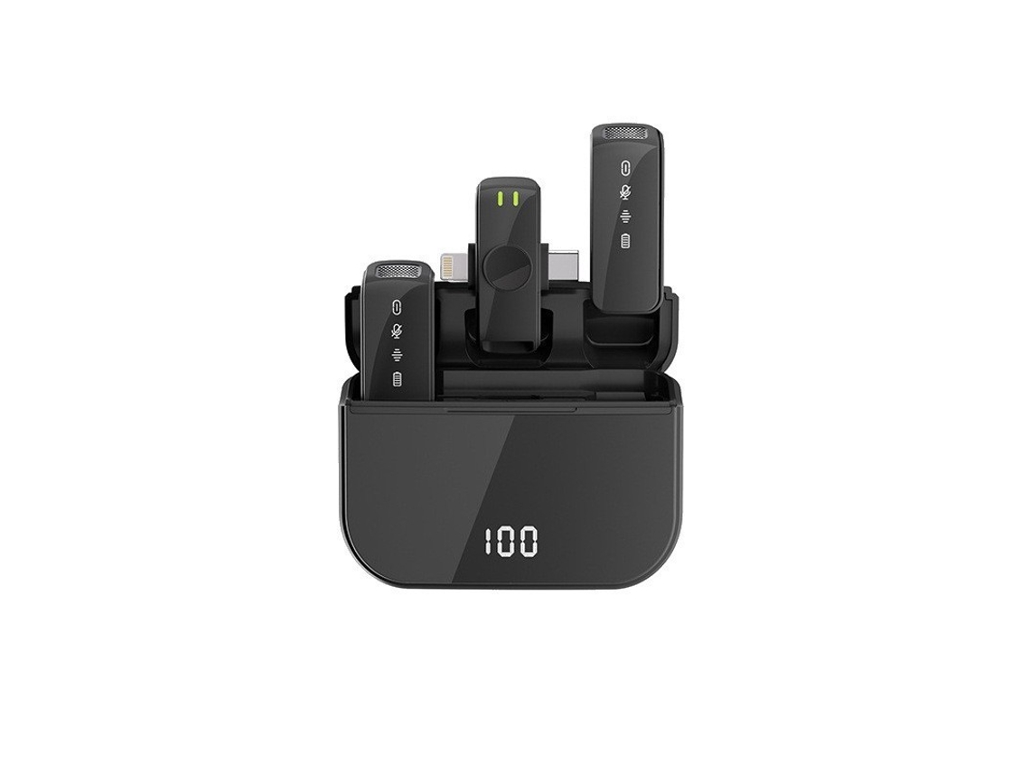Micrófonos De Solapa Inalámbricos Chrui H61 Con Interfaz Dual Tipo C/lightning (negro)
