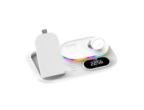 BISBISOUS A06 Estación de carga inalámbrica 4 en 1 Soporte de carga inalámbrico para iPhone/Reloj/Airpods Blanco