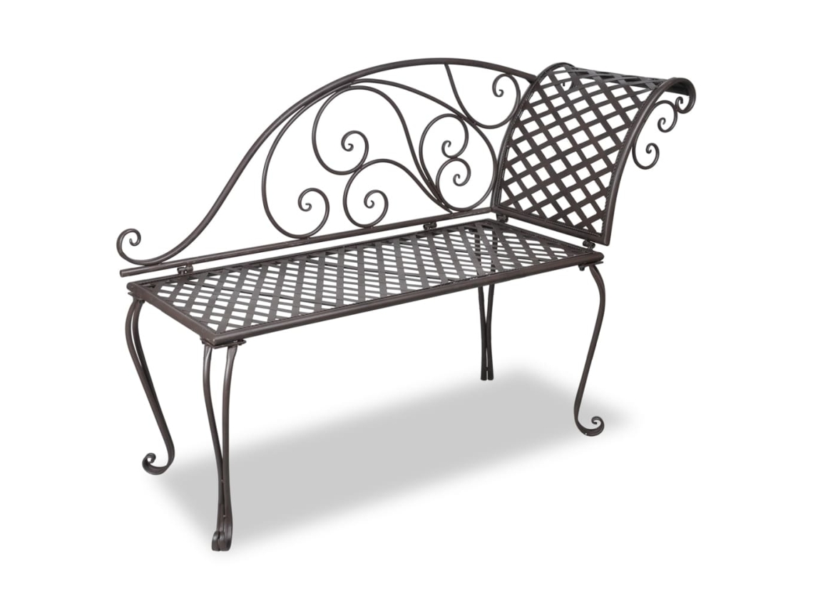 Chaise longue de jardín de 128 cm en acero marrón antiguo Dkd Home Decor
