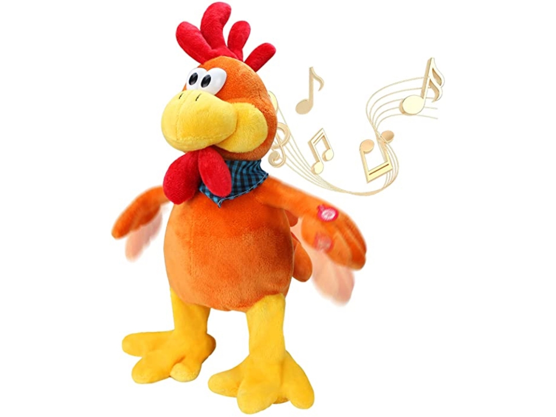 Rebe-brinquedo Musical De Frango Que Canta E Move A Cauda Galo Interativo De Pelúcia Elétrico 15 Polegadas