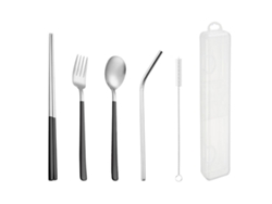 Juego de cubiertos de viaje de acero inoxidable - Utensilios de camping reutilizables RNEMITERY