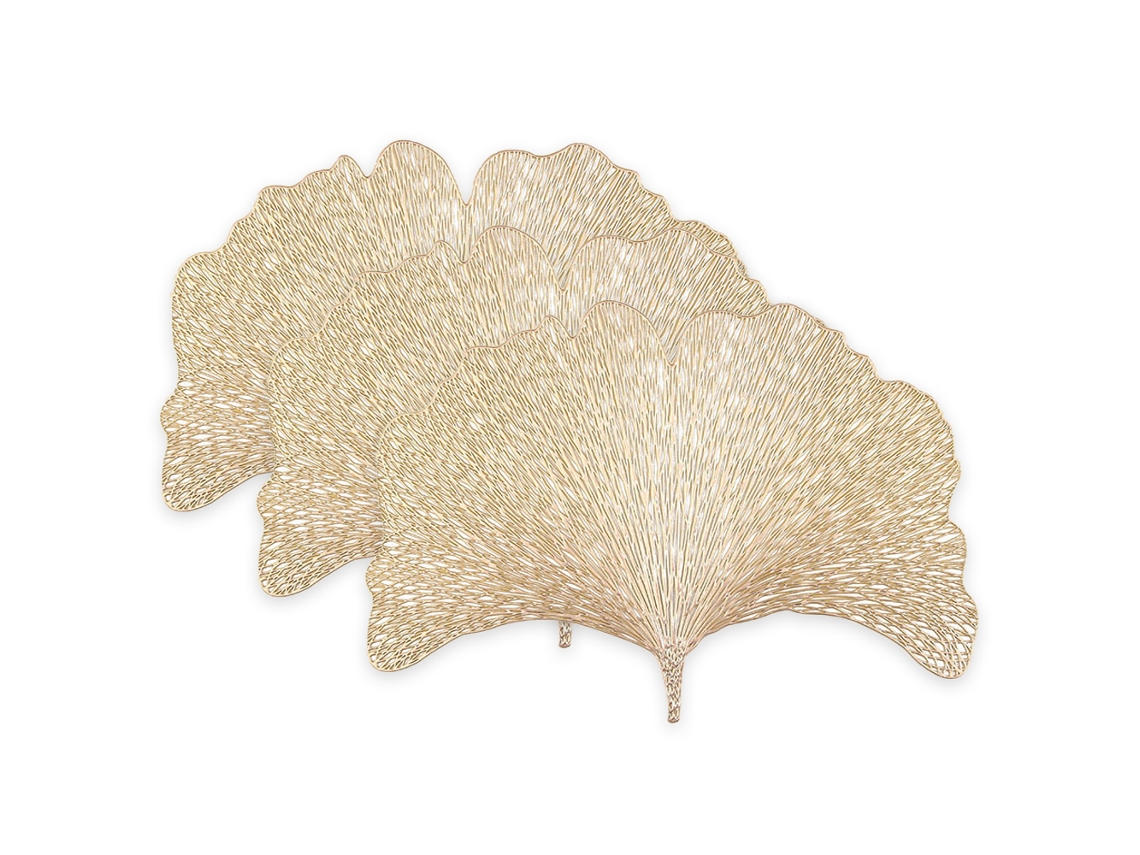 Juego de 3 alfombras decorativas de PVC, forma de hoja de Ginkgo biloba, antideslizantes TRUYUETY