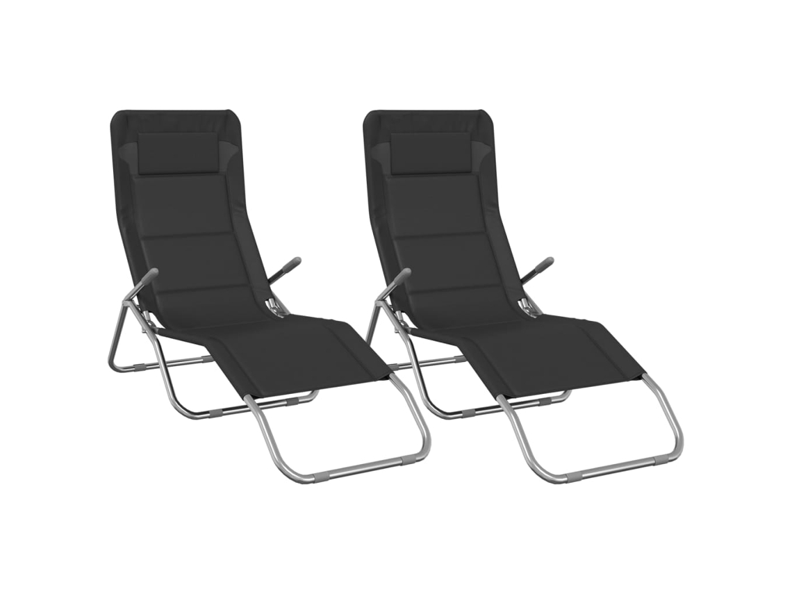 Conjunto 2 Tumbona plegable VIDAXL textilene acero con recubrimiento negro
