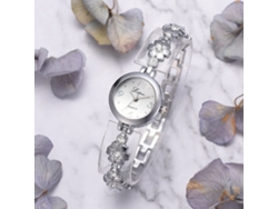 Reloj De Cuarzo Para Mujer Con Brazalete De Aleación, Ivpai, Decoración De Diamantes De Imitación, Plata Blanca.
