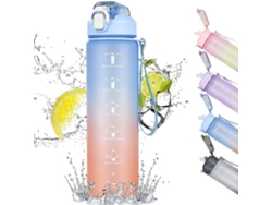 Botella Deportiva De Agua Con Pajita, 1 Litro, Motivacional, A Prueba De Fugas Y Con Marcación De Tiempo. Rosewell