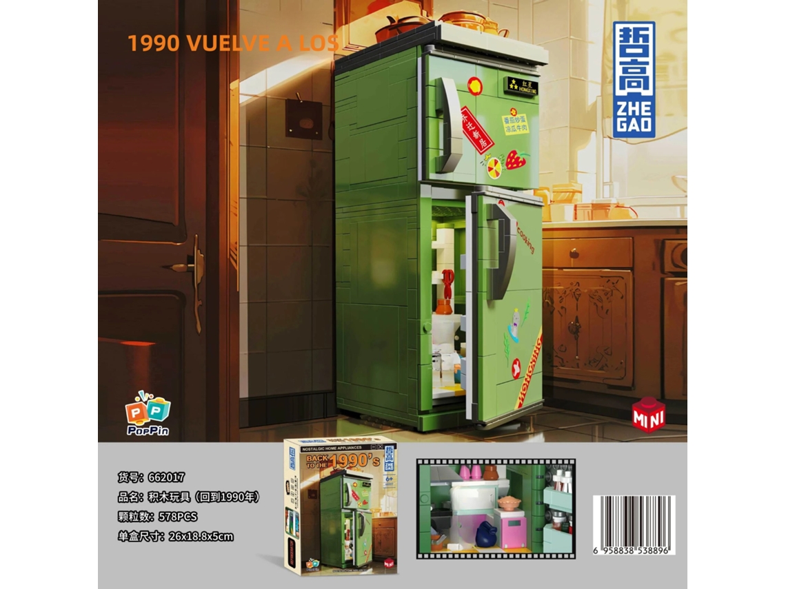 Juguete de construcción de estilo retro con forma de televisor/nevera y bloques de construcción. Artículos nostálgicos, minirompecabezas creativos y decorativos. Mdug