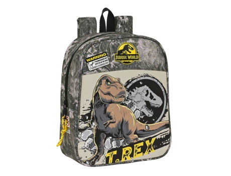 Mochila Infantil JURASSIC WORLD Warning (Gris - Poliéster 300D)