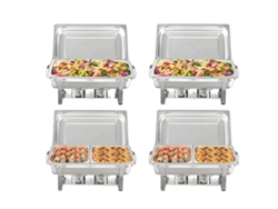 Juego de calentadores de alimentos, capacidad de 8 cuartos, construcción duradera de acero inoxidable, paquete de 4