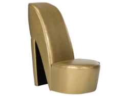 Silla estilo zapato de tacón alto de piel sintética dorada de Lovely Home