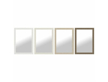 Espejo de pared DKD Home Decor Cristal Negro Marrón Gris oscuro Marfil PS Tradicional 4 Unidades (70 x 2 x 97 cm)