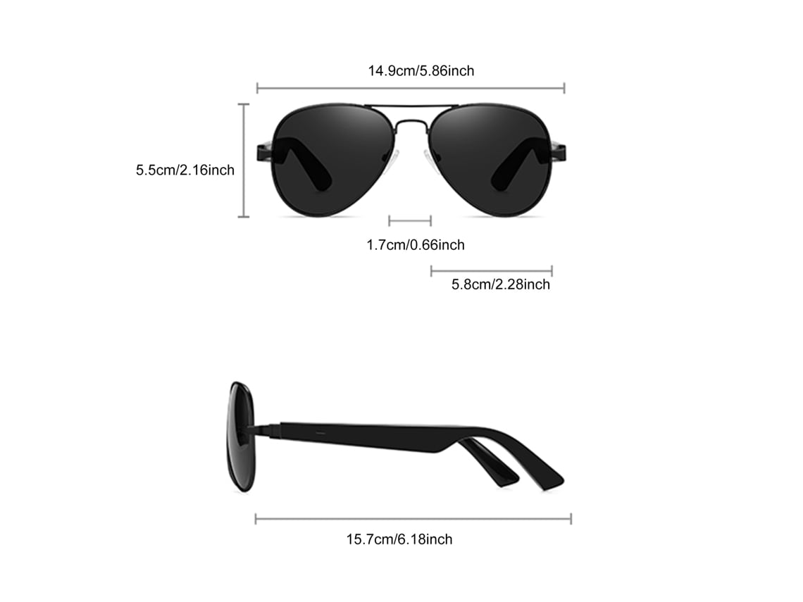 Gafas Bluetooth Con Audio Abierto, Cancelación De Ruido, Inteligentes, Multifuncionales, Montura De Metal Negro