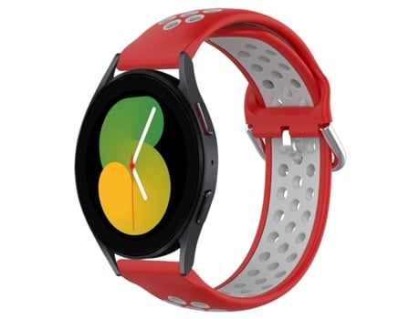 Correa de reloj inteligente para Samsung Galaxy Watch 5 44 mm 20 mm Correa de reloj deportivo transpirable perforada de silicona (rojo + gris)