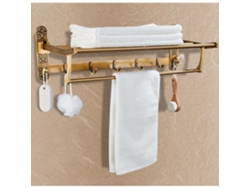 Toallero de pared sin perforaciones, toallero de baño Gusshious (dorado)