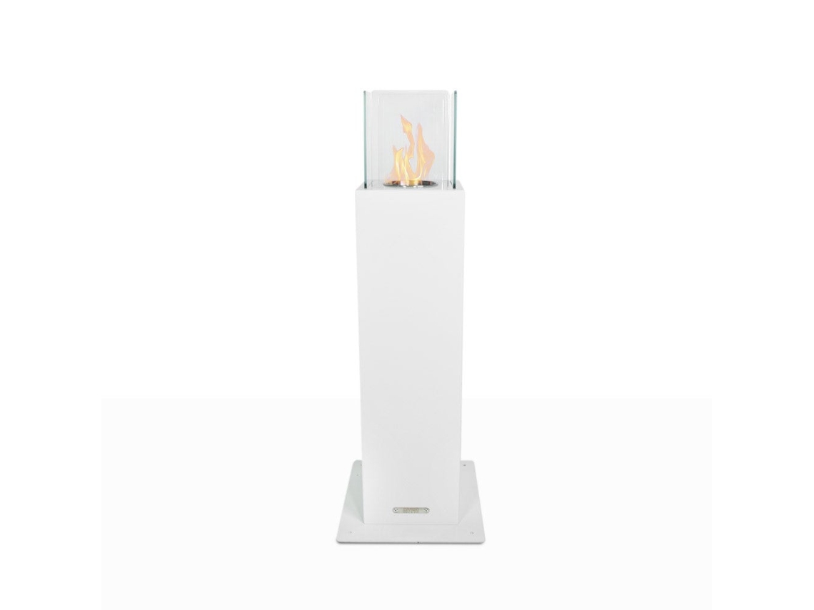 Chimenea de jardín de bioetanol Capri 110 blanca para uso exterior