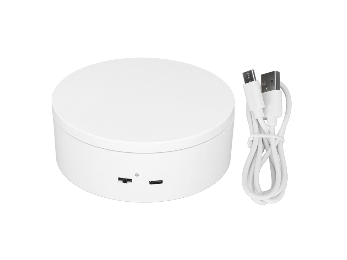 Plataforma giratoria motorizada de 360 grados para la exhibición de productos pequeños, 3 kg de diámetro, 13 cm.