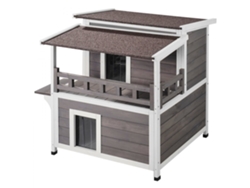 Casa para gatos de cedro para exterior con techo impermeable y persiana de PVC
