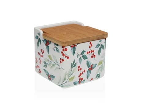 Salero con Tapa VERSA Acebo Cerámica Dolomita 12,2x11,5x12,2 cm