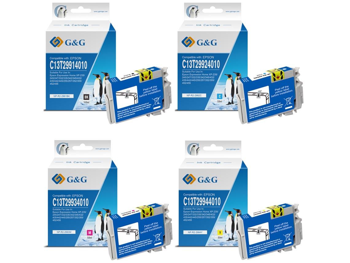 Pack 4 Cartuchos de Tinta Compatibles G&G Epson 29XL para T2991 / T2981 T2992 / T2982 T2993 / T2983 T2994 / T2984
