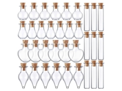 50 Piezas De Pequeños Frascos De Vidrio Con Tapones De Corcho, 5 Formas, Pequeñas Botellas De Los Deseos Flotantes Cr