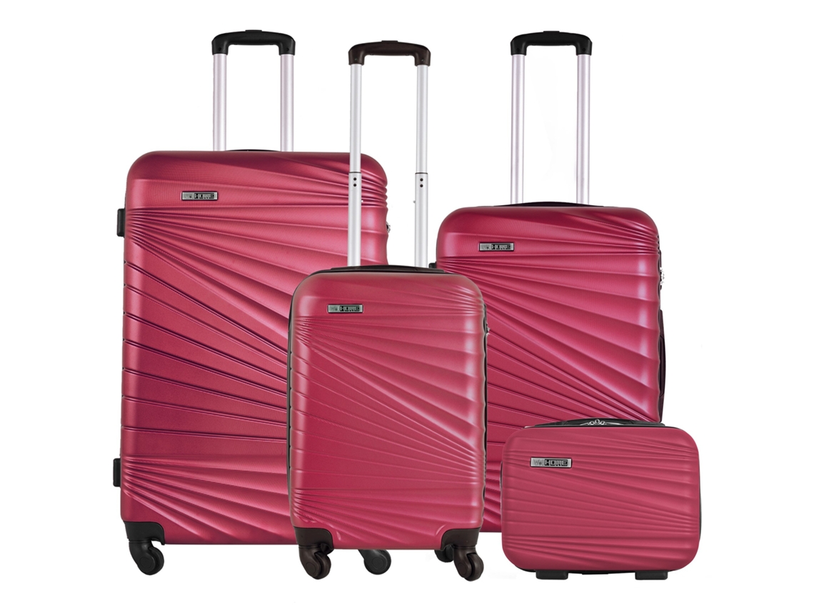 WELLHOME Juego de maletas rígidas 4 piezas en coral