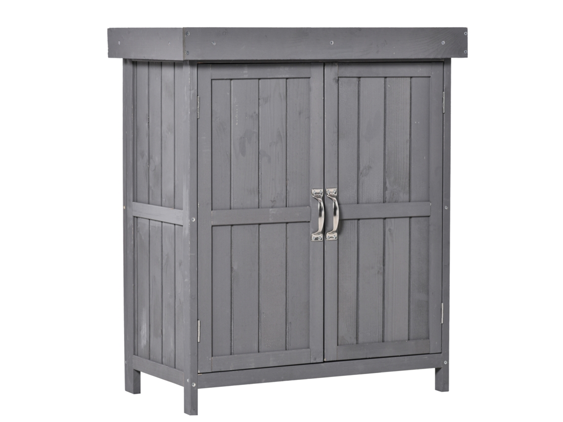 Casita De Juegos De Madera, Resistente A La Intemperie, Con Puertas, 74x43x88cm, Gris.