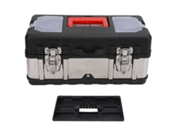 Caja De Herramientas De Acero Inoxidable De 14 Pulgadas Con Estante Extraíble Y Cierre Para Reparaciones De Automóviles Y Del Hogar.