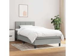 Cama Individual | Cama Box Spring Con Colchón Tela Gris Claro 90x190 Cm