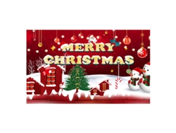 Panel decorativo navideño, fondo rojo con Papá Noel y árbol de Navidad. TRUYUETY