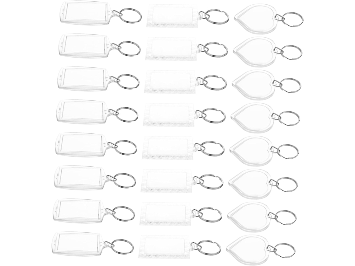 60 Llaveros Fotográficos, Decoración Para Llaves, Colgante Con Marco Acrílico En Blanco