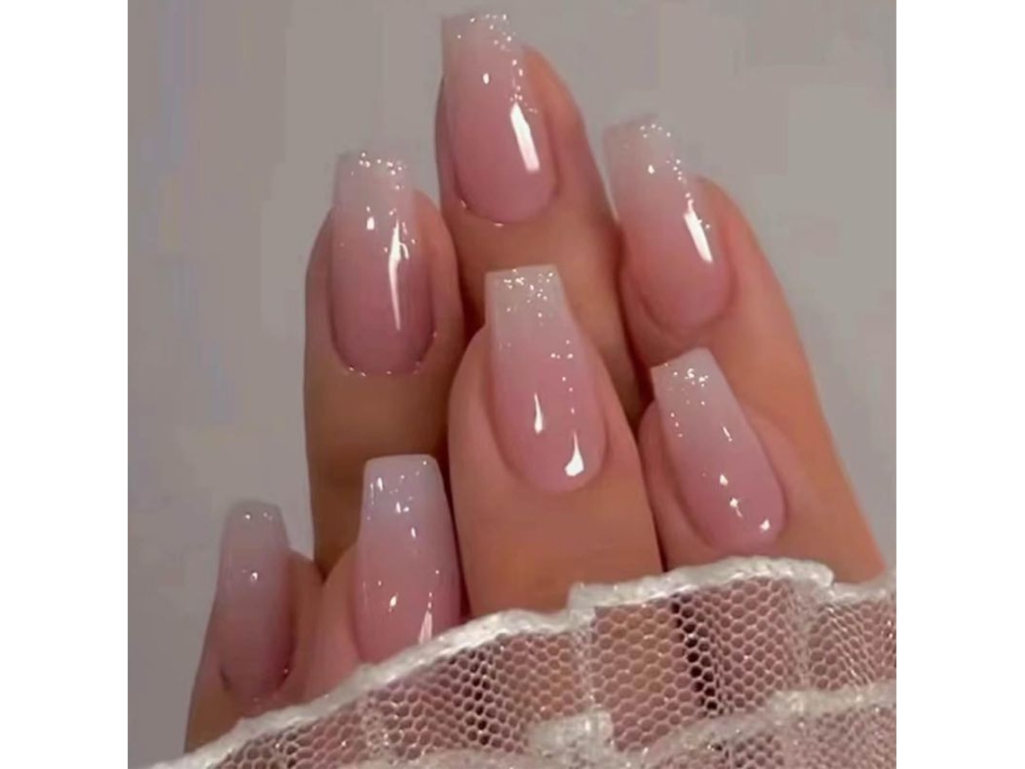 Uñas Postizas Medianas De Cobertura Total Con Diseño Degradado Para Mujeres Y Niñas.