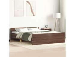 Estructura De Cama Con Cabecero Piecero Roble Marrón 150x200 Cm
