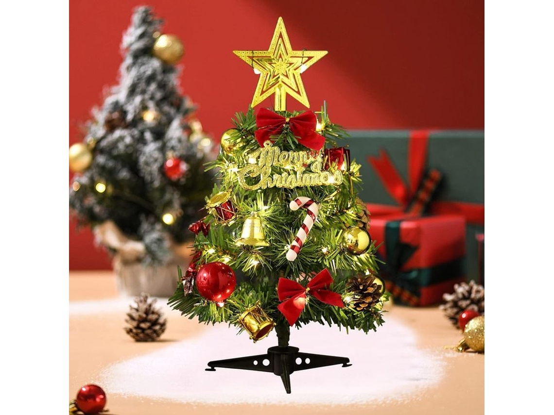 Mini Árbol De Navidad Artificial De Mesa De 30 Cm Con Luces Led Y Adornos Navideños.