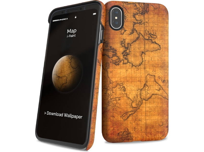 Funda iPhone XS Max I-PAINT Map Marrón