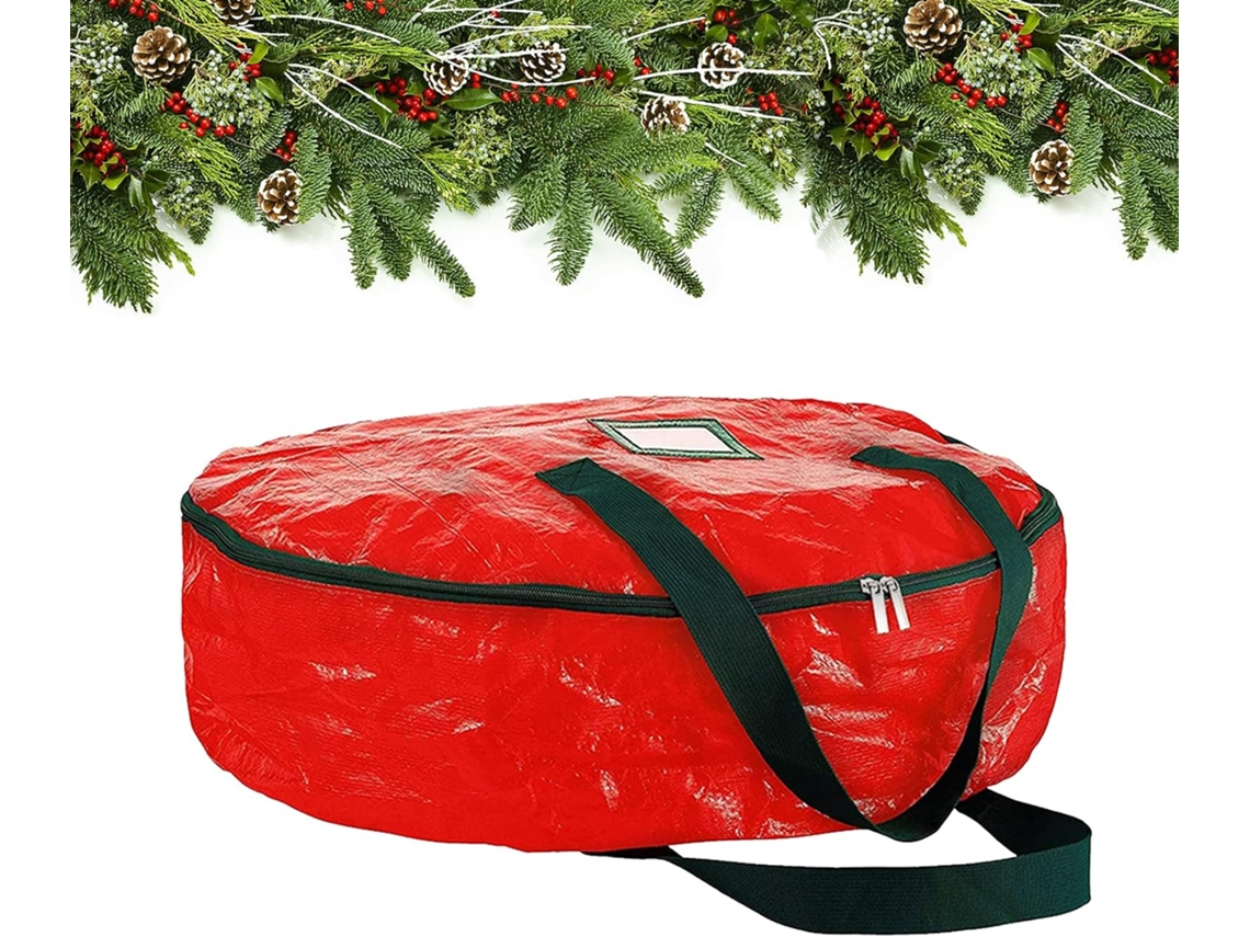 Bolsa para árbol de Navidad artificial, resistente e impermeable, con cremallera y asas, color rojo.